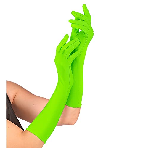 Neon Long - Green Lace Lycra & Neon Gloves for Fancy Dress Costumes Accessory
