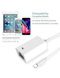Lukka-Tech Lighting to RJ45 Ethernet LAN Network Adapter Compatible for Phone Pad, Phone to Ethernet Adapter, 10 100Mbps High Speed