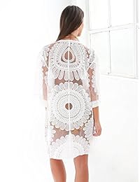 Traje de baño Kimono para dama, de encaje, para la playa
