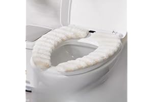 SWEPGOODS Thick Warm Cushioned Toilet Seat Cover | Stick-On Washable Reusable Toilet Memory Foam Cushion Pad for Elongated To