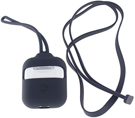 Airpod Case, ifctn Silicone Two Lanyards Shockproof and Drop Proof Protective Soft Skin Case Cover Compatible with Apple Airpods 2 &1 (Aqua Blue)