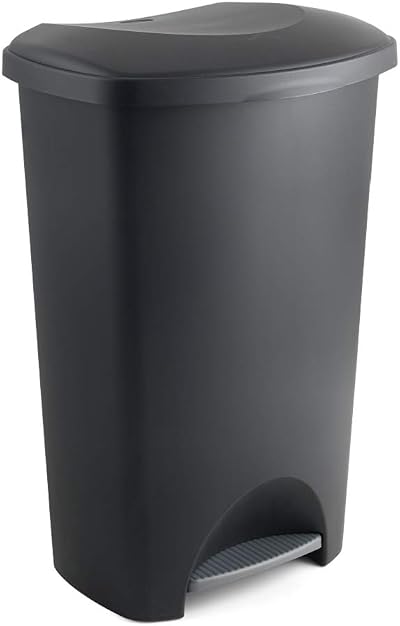 Addis 50 Litre Plastic Family Kitchen Bin with Pedal Black Silver