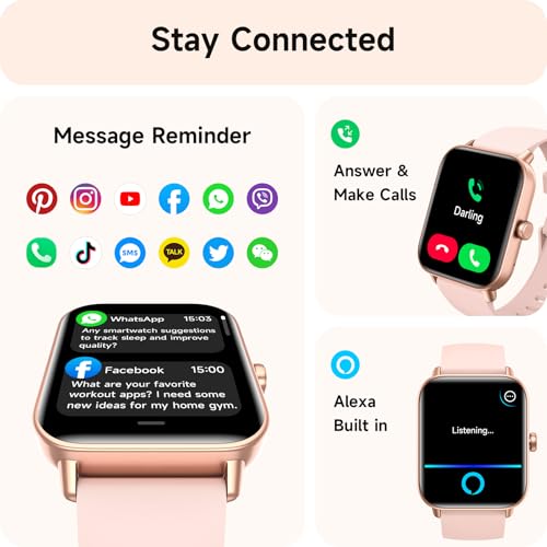 aeac Smart Watches for Women(Answer/Make Call), Alexa Built-in 1.8" HD Ladies Smartwatch with Heart Rate/SpO2/Sleep Monitor, 110+Sports, IP68 Step Counter Fitness Tracker (Rose Pink)