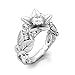FENDINA Vintage Inspired CZ Engagement Wedding Ring Lotus Flower Leaf Shank Rose Gold Plated Created 1ct Diamond Statement Eternity Rings Size 6 to 10