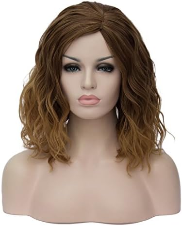 Mildiso Short Brown Wigs for Women Ombre Hair Wig Halloween Costume for Women Girls with Wig Cap M082F
