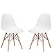 Poly and Bark Modern Mid-Century Side Chair with Natural Wood Legs for Kitchen, Living Room and Dining Room, White (Set of 2)
