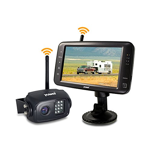 Wireless Backup Camera System, IP69K Waterproof Wireless Rear View Camera + 5'' LCD Wireless Reversing Monitor for Trailer, RV, Trucks, Horse-trailer, School Bus, Farm Machine,etc
