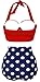 Amourri Womens Retro Vintage Polka Underwire High Waisted Swimsuit Bathing Suits Bikini,Red+blue,US 10-12=Tag Size 2XL