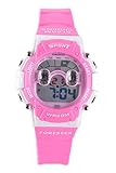 Digital Water Resistant Sports Kids Children Teens Girls Wrist Watches with Alarm Light up Stopwatch Chronograph Chime Date and Day 12/24 Hours Pink FSX-521G