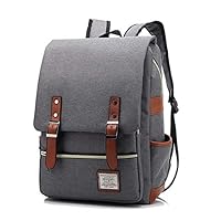 AINIBAB Unisex 15.6 inch Laptop Backpack Retro Casual Daypacks Outdoor Sports Stylish Travelling Canvas Rucksack (Gray)