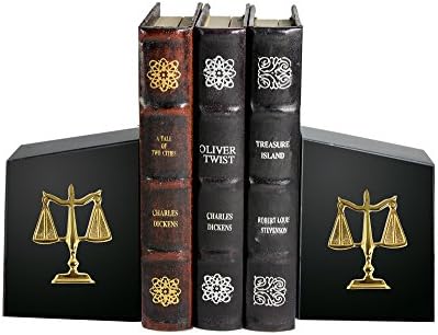 Lawyer Scales of Justice Black Marble Bookends - Slant
