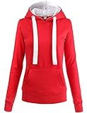 Luna Flower Women's Slim Pullover Fleece Interior Kangaroo Pocket Hoodie Tops