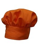 Chefskin Chef Mushroom Hat Orange Adults Adjustable Velcro,