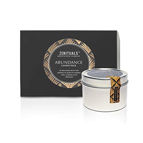 Zenituals Abundance Candle Pack – Soy Wax Scented Aromatherapy Candle with Cinnamon, Basil, Lavender & Pink Grapefruit Essential Oils