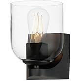 Maxim Scoop - 1 Light Bath Vanity-7.25 Inches Tall and 5.5 Inches Wide-Black Finish-Clear Glass Color