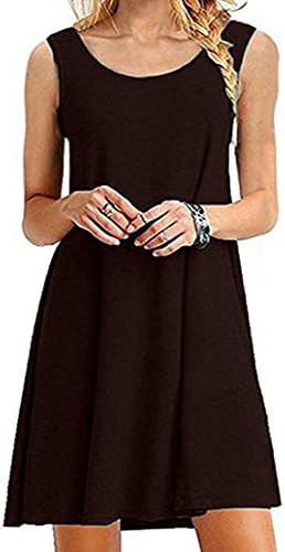 GABREBI Women's Sleeveless Casual Loose T-Shirt Summer Dresses Tank Sundress Plus Size Dress