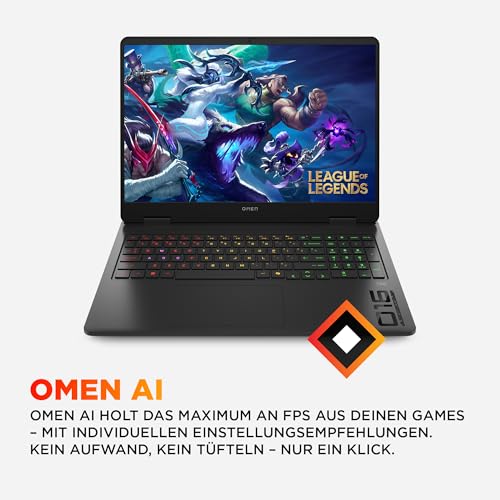 OMEN Gaming Laptop, 16" WUXGA Display 1920×1200, 16:10, 144Hz, AMD Ryzen 9 8940HX, NVIDIA GeForce RTX 5070, 32GB RAM, 1TB SSD, Win 11, 4-Zonen-RGB-QWERTZ Wi-Fi 6, Shadow Black, inkl. 3 Monate GamePass 8