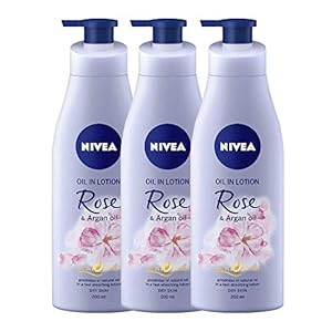 NIVEA Oil-In Lotion Rose And Argan Oil, 200ml (Pack of 3)