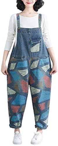 Jpバレンタインデー サロペット レディース デニム オーバーオール 大きいサイズ 9分丈 柄プリント ジーンズ ワイドパンツ カジュアル ゆったり ナチュラル 韓国ファッション 可愛い 春 夏 秋