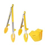 Zestkit Kitchen Tongs BBQ Silicone and Stainless Steel for Multi-purpose Cooking (10 In & 13 In)