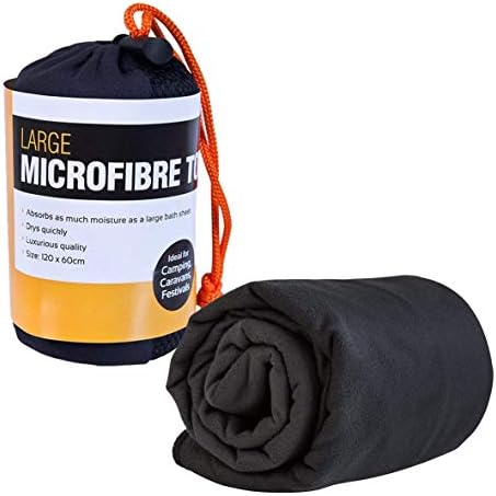 2XMicrofibre Towel - Black, Large