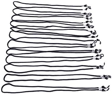 HeiHy 12 Pcs Black Eyeglass Lanyard Glasses Chain Eyeglass Cord Glasses Neck Strap Sunglasses Strap Holder