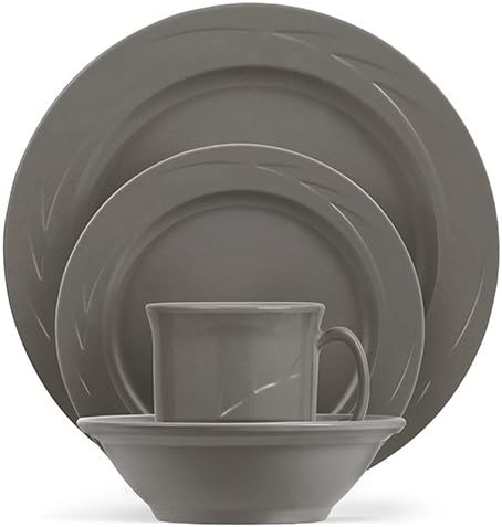 Chef's Collection Classic 16 Piece Melamine Dinnerware Set - Slate Grey