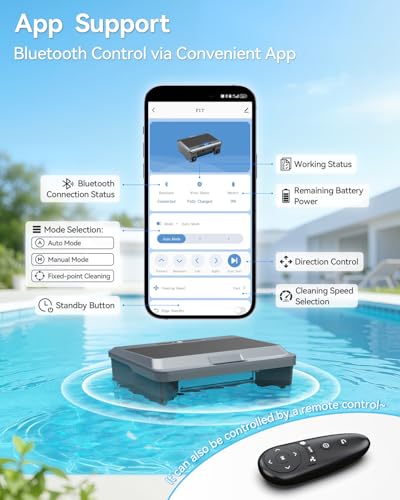 (2026 New) WAVIO Solar Powered Robotic Pool Skimmer Surface Cleaner with APP Support Dual Charging Options Smart Obstacle Avoidance 24/7 Continuous Cleaning Ideal for Above Ground Pools