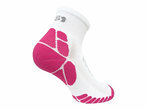 Eurosocks EU203 Silver DryStat Cross Quarter Medium Weight Socks, White/Pink, Medium
