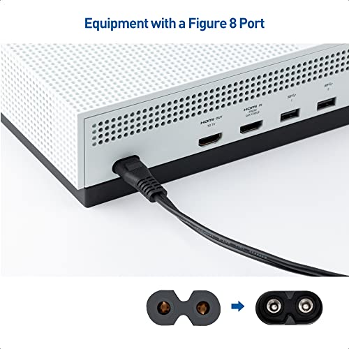 Cable Matters 2 Pack 2 Prong TV Power Cord 6 ft, UL Listed AC Power