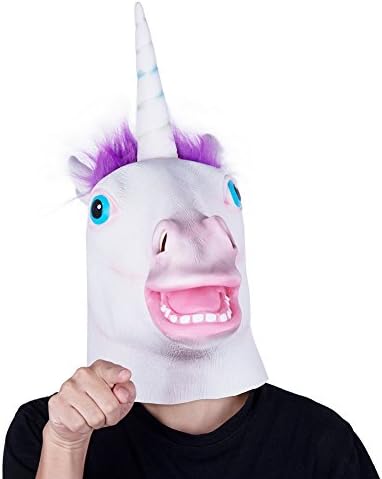 Justitek Halloween Costume Halloween Mask Latex Adult Size (Purple)