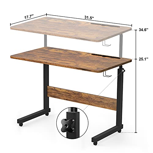 Armocity Height Adjustable Desk, 32" Manual Standing Desk Small Mobile