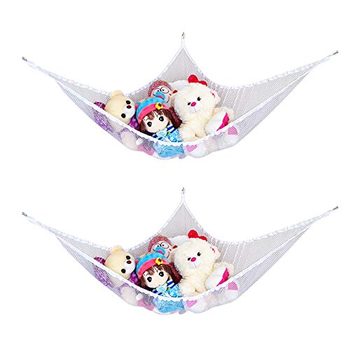 Bassion 2 Pack Toy Hammock - Kid's Stuffed Animals De-cluttering Solution Storage Organizer