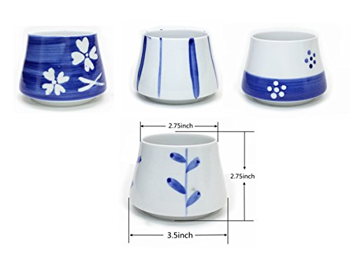 Goldblue Ceramic Small Succulent Pots Blue and White Hand Painted Ceramic Succulent Planter Pots Cactus Plant Pot Flower Pot Container Planter(Four leaf clover)