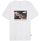 PUMA Mens Kitten Graphic Crew Neck Short Sleeve Casual Tops Casual - White