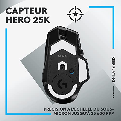Logitech G 502 X LIGHTSPEED Wireless Gaming Mouse – Optical Mouse with Lightforce Hybrid Optical-Mechanical Buttons, 25K Hero Gaming Sensor, Compatible with PC – MacOS/Windows – Black