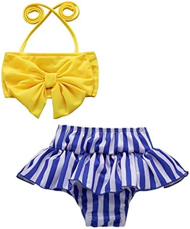 Toddler Kids Girl Baby Swimwear Striped Printed Bow Bikini Swimsuit Beach Set Casual Bathing Suit Swimming Costume