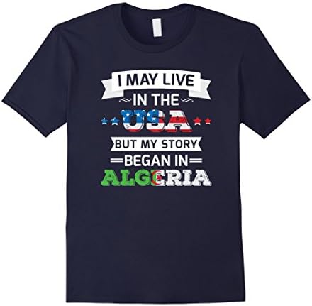 Mens Algerian American Shirt Live in USA Story began in Algeria Medium Navy