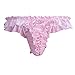 YiZYiF Men's Silky Shiny Satin Flutter Ruffled Sissy Thongs Crossdress Underwear Pink Large(Waist:29.0-54.5