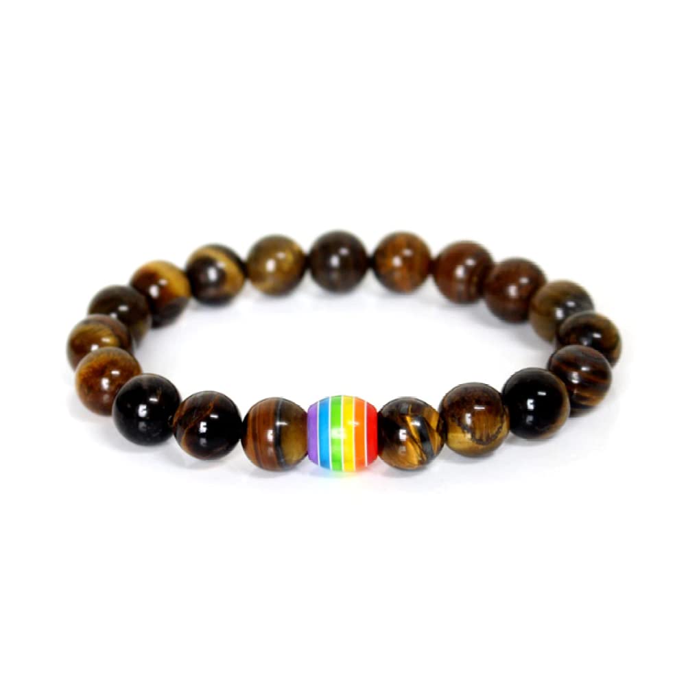 Vape Sharks Pride Edition Chakra Cleansing Energy Bracelet. Tigers Eye Natural Stone & Resin to Clear Negativity. Reiki Infused Aura Protection. Subtle Gay, Lesbian, LGBTQ Visibility.
