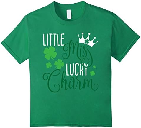 Kids Little Miss Lucky T-shirt Princess Charm Patrick's Day 6 Kelly Green