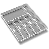 madesmart Classic Large Silverware Tray - White | CLASSIC COLLECTION | 6-Compartments |  Soft-grip Lining and Non-slip Feet |BPA-Free