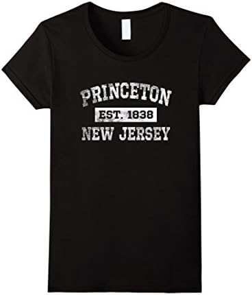 Women's Princeton New Jersey T Shirt Est. 1838 Distressed Medium Black