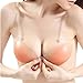 UZZO Women's Self Adhesive Nude Silicone Push up Bra with Adjustable & Removable invisible Straps,Silicone Bra Bikini Inserts Front Closure Bra,Wedding Dress Evening Dress Bikini Swimsuit Pads Bra Inserts (D cup)