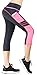 Sugar Pocket Women's Capris Tights Workout Running Leggings Yoga Pants S(Grey/Pink)