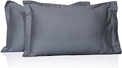 Solid Pattern Light Grey color Queen Size Ultra Soft 600 Thread Count 2 Piece Pillow Case Set 100% Egyptian Cotton Collection Wrinkle Resistant, Stain-free, Luxury and Durable