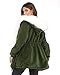 Roiii Women Thicken Warm Winter Coat Hood Parka Overcoat Long Jacket Outwear,Amry Green,XX-Large