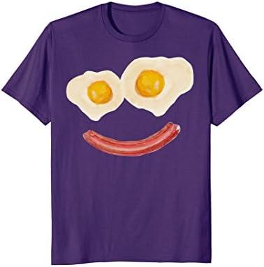 Mens Eggs and Bacon Smiley Face TShirt Breakfast Brunch Tshirt 3XL Purple