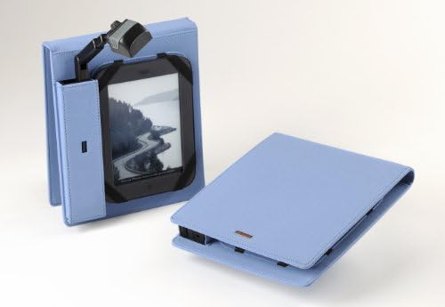 Periscope Flip Cover+Light for Kindle Wi-Fi, Kindle Touch, nook Simple Touch and Sony PRS-T1 in Steel Blue Microfiber fabric
