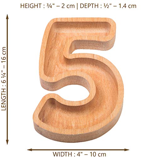 Wooden Number 5 Candy Dish, Monogram Nut Bowl, Snack, Cookie, Cracker Serving Plate, Decorative Display, Home Accessory, Unique Gift Idea, for Date, Baby Shower, Birthday Party, Small Size
